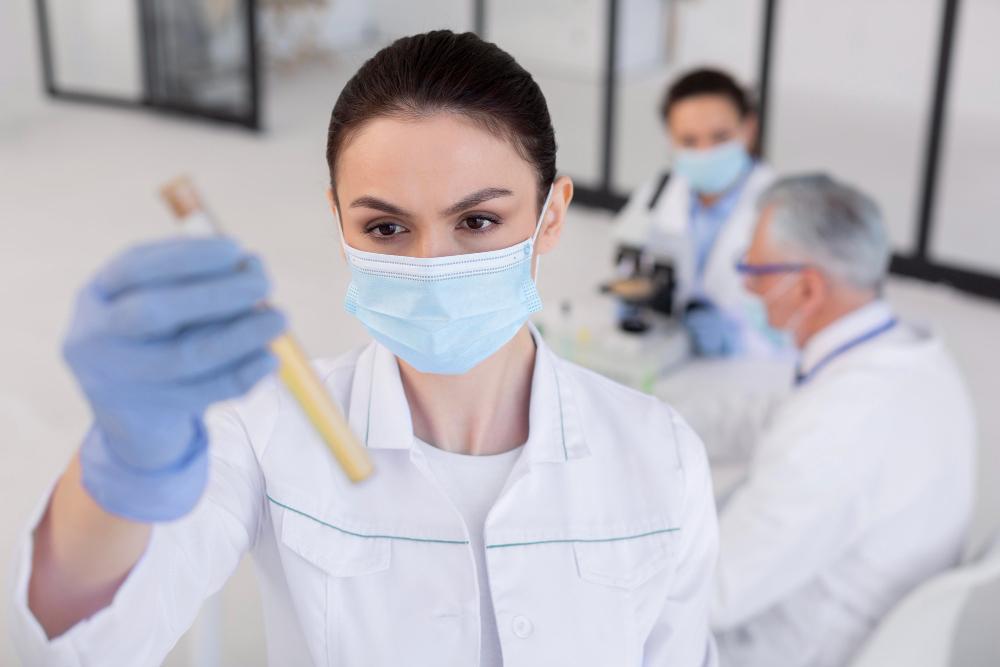 A photograph of scientists working in their lab