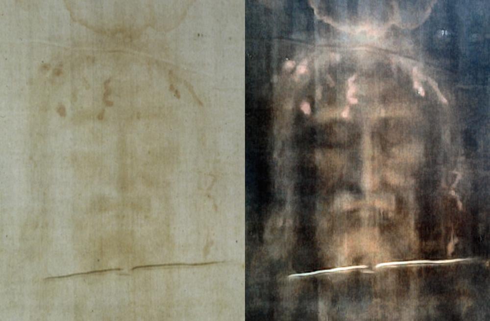 A photograph of the Shroud of Turin