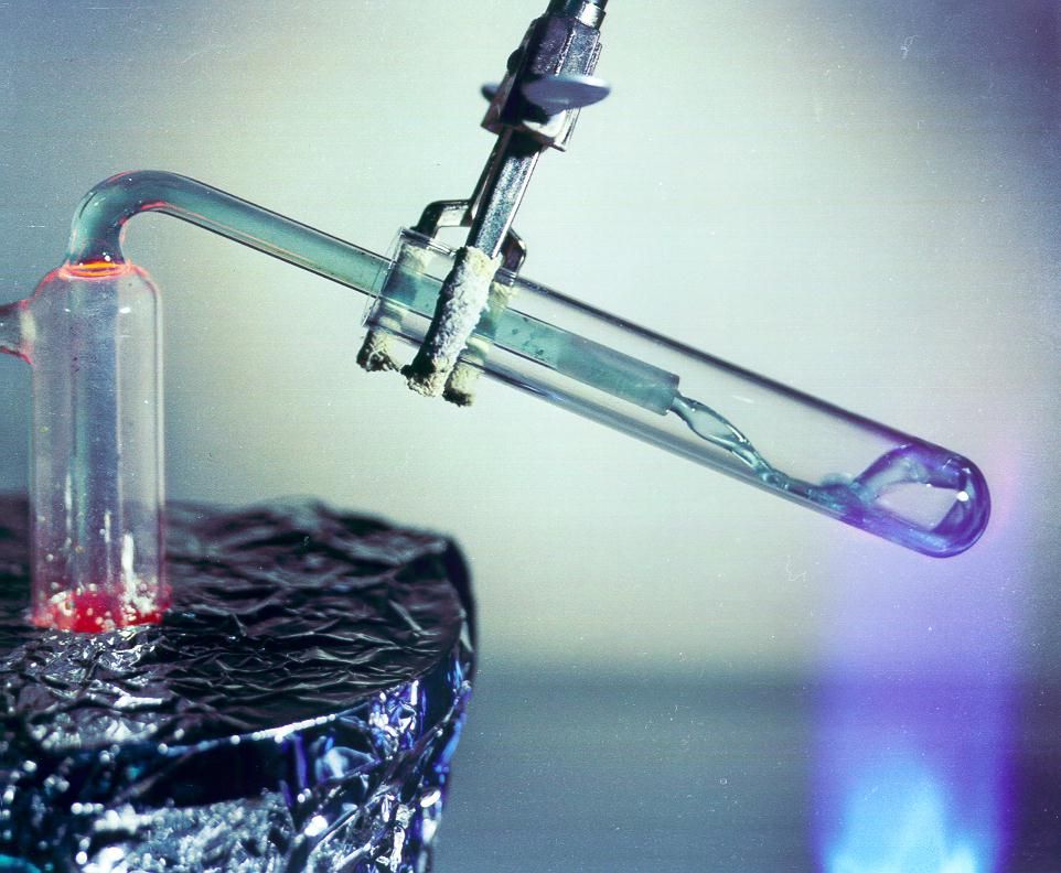 A photograph of a scientists experimenting with molten salt