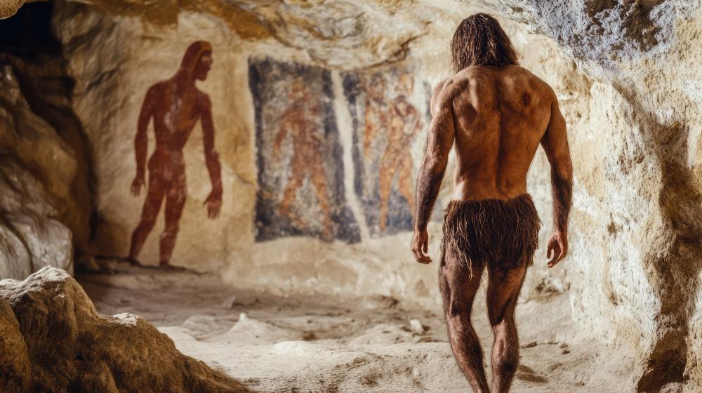 An artist creates a computer-generated image of an ancient human