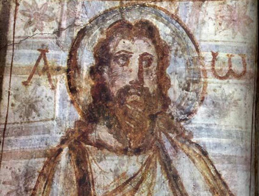 A photograph of a painting of Jesus created during the Medieval period