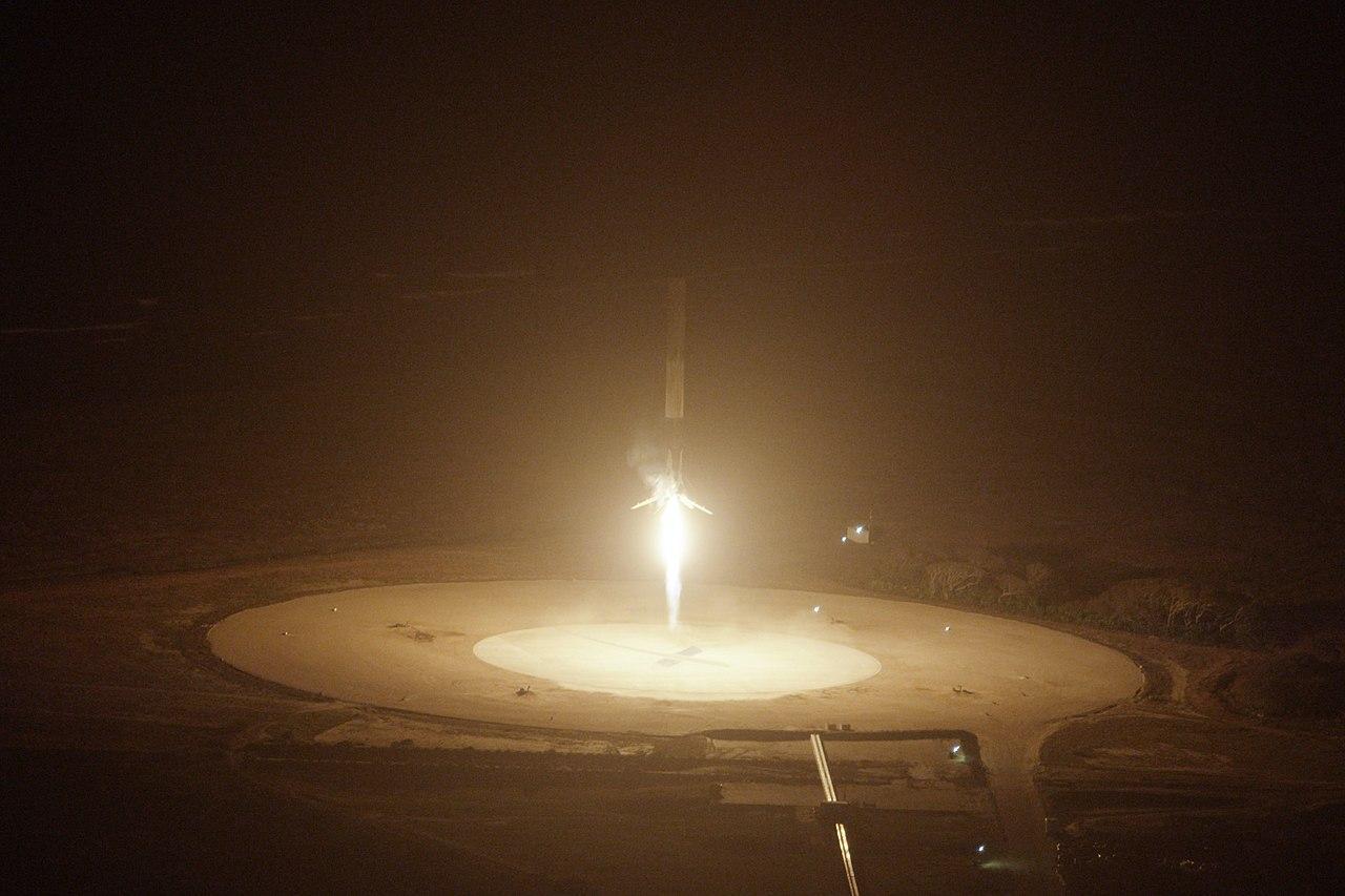 A photograph of the launch of a Falcon 9 rocket